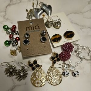 Silver and Gold Earrings Set 13pairs